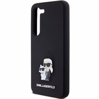 Karl Lagerfeld Silicone Karl&Choupette Metal Pin ümbris jaoks Samsung Galaxy S23 - must