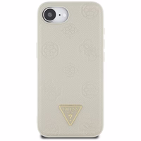 Guess Grained Hot Stamp Peony Triangle Logo MagSafe ümbris jaoks iPhone 16e - beige