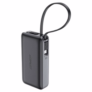 Acefast M7-10000 PD30W Powerbank sisseehitatud kaabliga - must