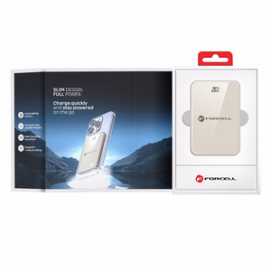 Powerbank compatible with MagSafe Forcell F-Energy SuperSlim F5K8 QC4.0 PD3.0 15W 5000 mAh titanium desert