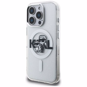 Karl Lagerfeld IML Glitter Karl & Choupette Sketch Logo MagSafe ümbris iPhone 16 Pro - läbipaistev