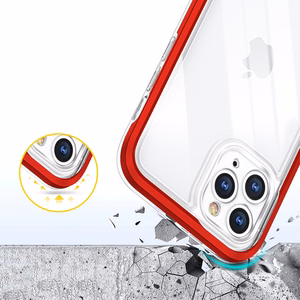 Läbipaistev 3in1 ümbris iPhone 11 Pro Maxi raamkate geel-punane