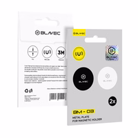 Blavec Metal plate jaoks magnetic hoidja BM-03 set of 2 pieces round (40mm) must and hõbedane