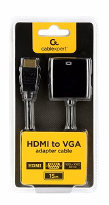 Gembird A-HDMI-VGA-04 videokaabli adapter 0,15 m HDMI Type A kuni VGA (D-Sub), must