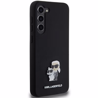 Karl Lagerfeld Silicone Karl&Choupette Metal Pin ümbris jaoks Samsung Galaxy S23+ - must