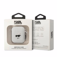 KARL LAGERFELD ümbris jaoks APPLE Airpods 1 / 2 KLA2RUNCHH (3D Sil NFT Choupette) valge