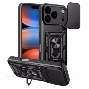 Hybrid Armor Camshield iPhone 17 Pro Ümbris with Stand and Camera Cover - Must