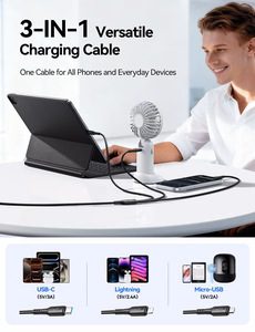 USB Kaabel Joyroom S-A61 USB-C kuni USB-C/Lightning/MicroUSB 3.5A 1.2m must