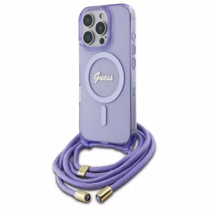 Guess Crossbody Cord Script MagSafe Ümbris jaoks iPhone 16 Pro Max - lilla