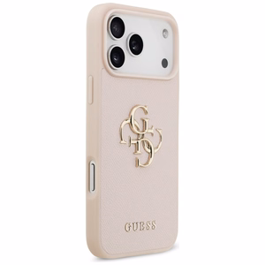 Guess Grained Big 4G & Classic Logo Ümbris jaoks iPhone 17 Pro Max - Roosa