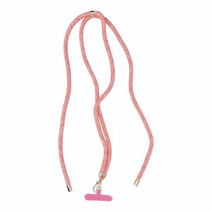SWING (8mm) Phone lanyard, Phone pendant with adjustable length / cord length 165cm (max 82.5cm in the loop) / on the shoulder or neck - roosa-valge