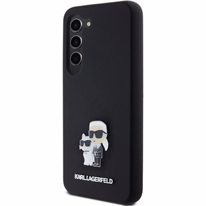 Karl Lagerfeld Silicone Karl&Choupette Metal Pin ümbris jaoks Samsung Galaxy S23 - must