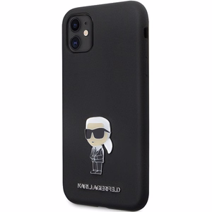 Karl Lagerfeld KLHCN61SMHKNPK ümbris jaoks iPhone 11 / Xr - must Silicone Ikonik Metal Pin