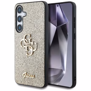 Guess Fixed Glitter Big 4G Metal Logo ümbris jaoks Samsung Galaxy S25 kuldne