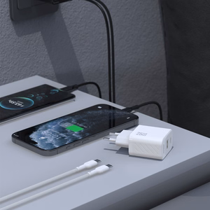 Dudao A26TCEU PD QC 25W GaN USB-A USB-C seinalaadija USB-C kaabliga - valge