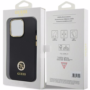 Guess GUHCP13LM4DGPK ümbris jaoks iPhone 13 Pro / 13 - must Silicone Logo Strass 4G