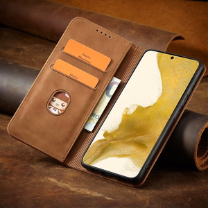 Magnet Fancy Ümbris jaoks Samsung Galaxy S23+ flip cover wallet stand brown