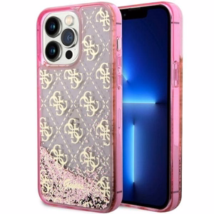 Guess GUHCP14XLC4PSGP iPhone 14 Pro Max 6.7" pink/pink hardcase Liquid Glitter 4G Transculent