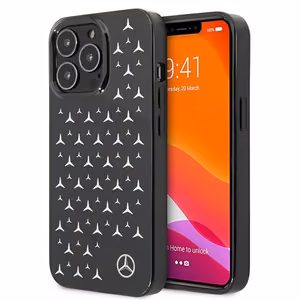 Mercedes hõbedaste tähtede mustriga ümbris iPhone 13 Pro / iPhone 13 jaoks - must