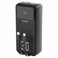 Dudao K15MAX 30000mAh PD 22.5W Powerbank sisseehitatud kaablitega - must