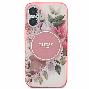 Guess IML Flower & Tonal Circle MagSafe iPhone 16 Plus Ümbris - roosa