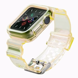 Силиконовый ремешок-браслет с чехлом и подсветкой для Apple Watch 40mm - жёлтый