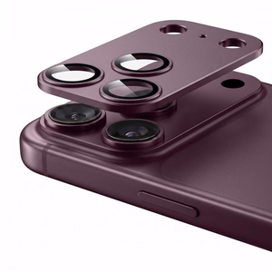 Tech-Protect Camfull Fit+ karastatud klaasist kaamerakaitse iPhone 18 Pro jaoks, bordoopunane