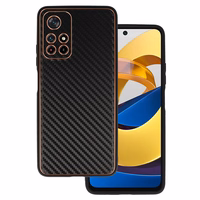 TEL PROTECT Leather Carbon Ümbris jaoks Xiaomi Redmi Note 11 5G/Note 11S 5G/Poco M4 Pro 5G Must