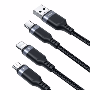 Joyroom S-A18 3in1 3.5A USB-A - Lightning+USB-C+MicroUSB kaabel 1.2m - must