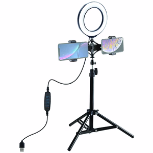 LED Ring Lamp 16cm Koos Desktop Tripod Mount Up to 70cm Ja Dual Phone Bracket, USB