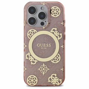 Guess IML Peony jaoks 4G Background MagSafe Ümbris jaoks iPhone 16 Pro - roosa