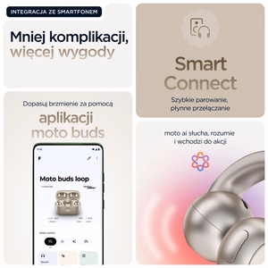 Motorola moto buds loop kõrvaklapid juhtmevabad kõrvale klammerduvad kõned/muusika/sport/igapäevane Bluetooth beež