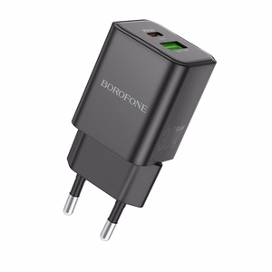 Borofone Wall Laadija BN14 Royal GaN - USB + Type C - QC 3.0 PD 30W must