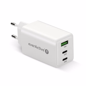 GaN laadija 1 x USB, 2 x USB-C Quick Charge 4+ 65W valge