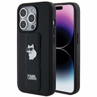 Karl Lagerfeld Gripstand Saffiano Choupette Pins ümbris jaoks iPhone 14 Pro Max - must