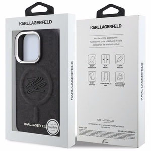 Karl Lagerfeld инициалы и металлический логотип MagSafe чехол iPhone 16 Pro - черный
