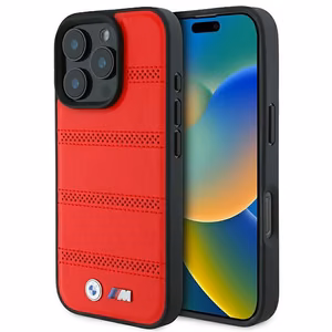 BMW M Perforated And Stitched Line MagSafe ümbris jaoks iPhone 16 Pro - punane