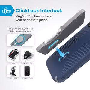 Speck Presidio2 Grip MagSafe'i ja ClickLocki toega ümbris iPhone 16-le, Coastal Blue/Dust Grey