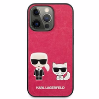 Karl Lagerfeld Ikonik Karl&Choupette ümbris iPhone 13 Pro / iPhone 13 jaoks - fuksiatoonid