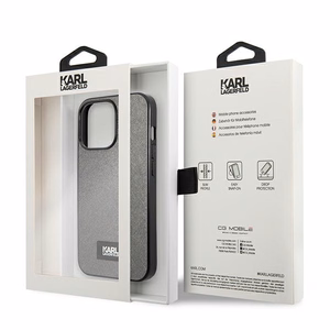 Karl Lagerfeld Saffiano Plaque ümbris jaoks iPhone 13 Pro / 13 6.1" - hõbedane