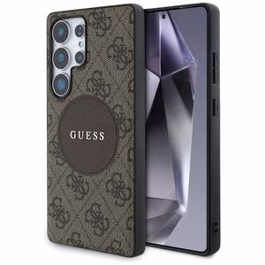 Guess 4G Round Patch Classic Logo MagSafe Ümbris jaoks Samsung Galaxy S25 Ultra Brown