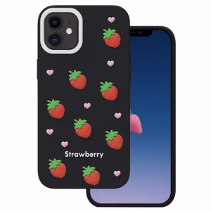 Клубничный чехол для iPhone 11 черный