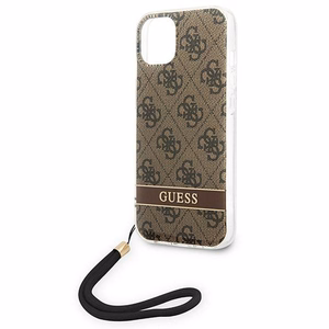 Guess GUOHCP14MH4STW iPhone 14 Plus 6.7" коричневый/коричневый жёсткий чехол 4G Print Strap