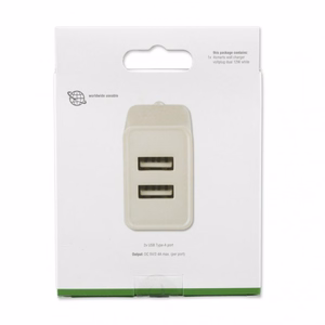 Сетевое зарядное устройство (без кабеля) VoltPlug Dual 12W, белый