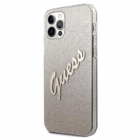 Guess GUHCP12LPCUGLSGO iPhone 12 Pro Max 6.7" kuldne/kuldne kõvakaane Glitter Gradient Script