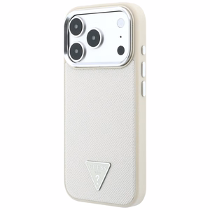 Guess Grained Triangle Logo MagSafe ümbris iPhone 18 Pro / 17 Pro – beež