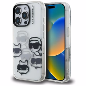 Karl Lagerfeld IML Multi K&C Head Pattern Ümbris jaoks iPhone 16 Pro Max - Läbipaistev