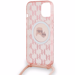 Karl Lagerfeld IML Crossbody Monogram Karl & Choupette Head MagSafe ümbris jaoks iPhone 15 / 14 / 13 - roosa