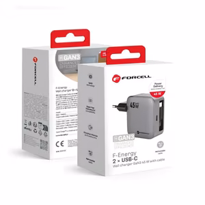 Phone laadija Forcell F-Energy GaN USB C + retractable kaabel USB C PD QC4.0 3A 45W VT-R5 hall