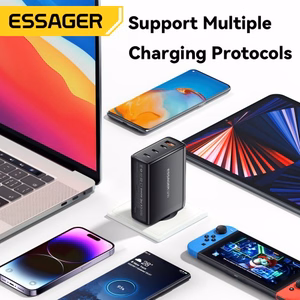 Laadija Essager GaN Extreme must 120W (3xPD / QC3.0)